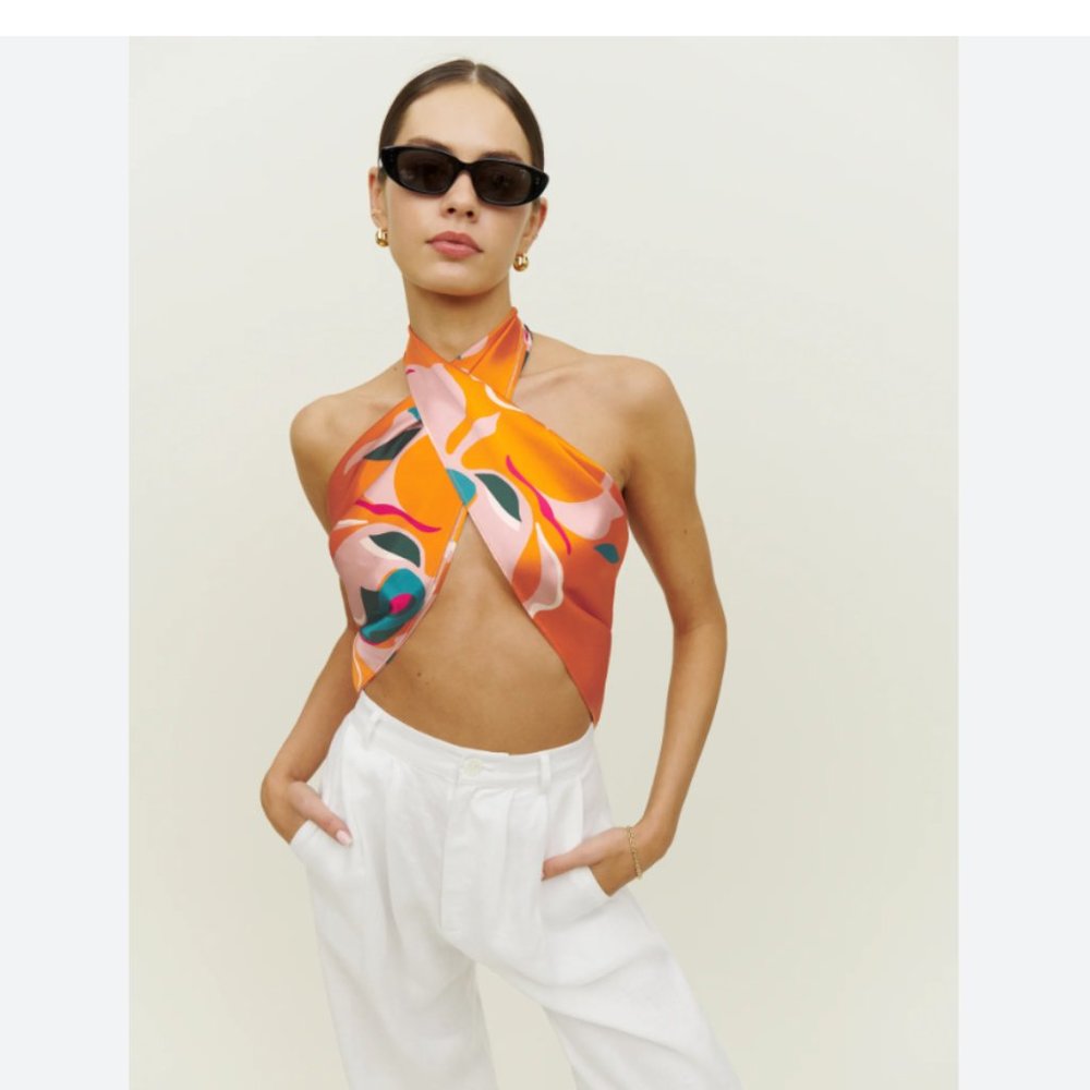 Reformation Silk Scarf in Electra